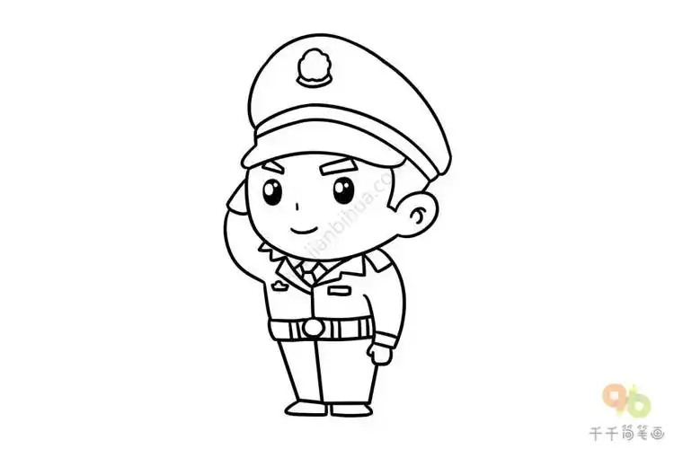 为人民服务的警察简笔画