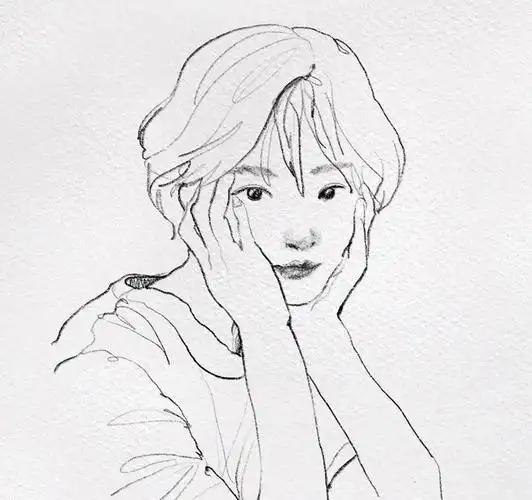 清爽干练的铅笔画速写人像