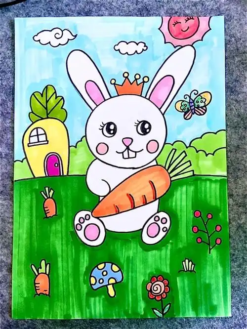 儿童画创意兔子