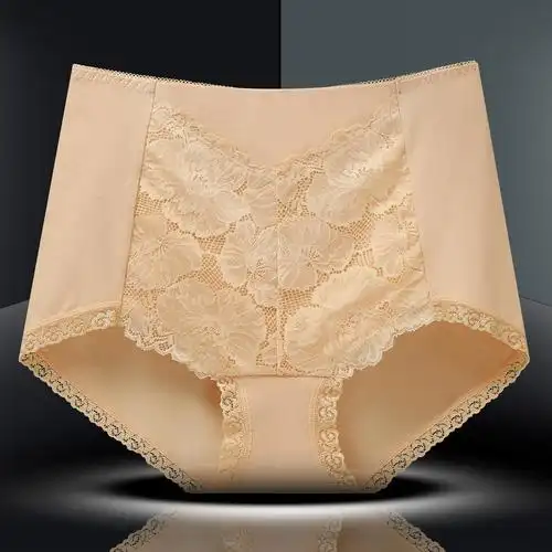 高腰内裤女纯棉抗菌收腹提臀性感大码迷人束腰棉质蕾丝边女士裤头