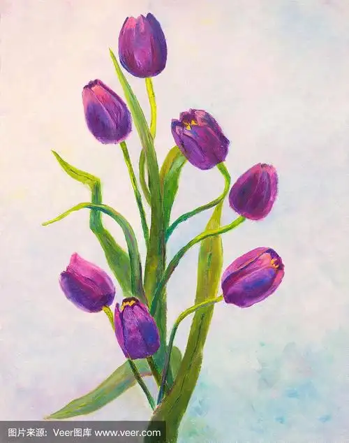 画布上的紫罗兰郁金香油画