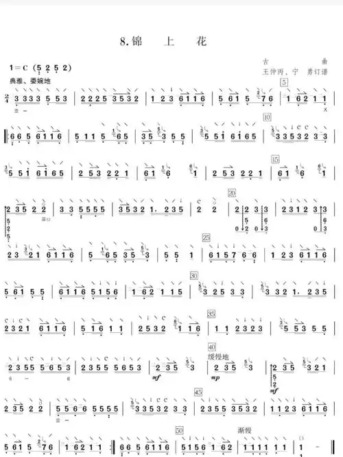 中阮曲谱分享《锦上花》