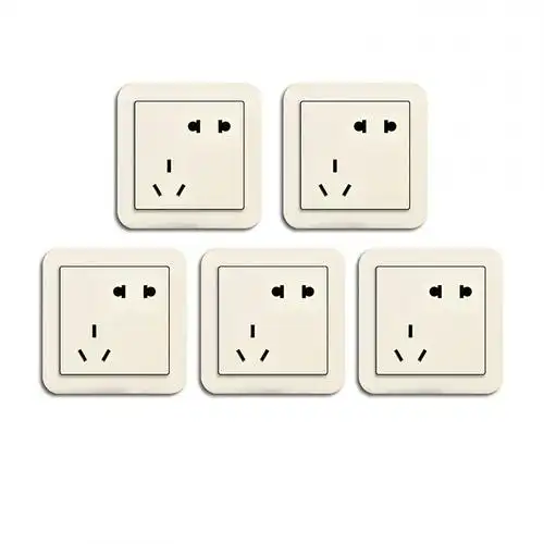 abb德静五孔插座5只装aj205*5