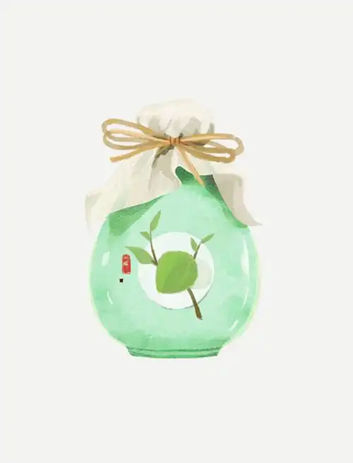 手绘水彩青梅酒手账贴纸