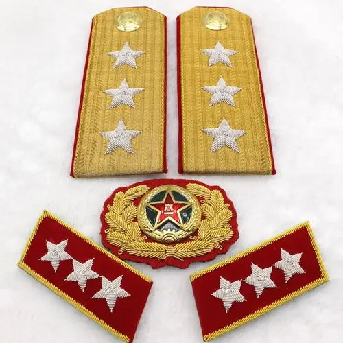 现货进口金丝刺绣徽章原版复制55式陆军上将肩章领章帽徽套装