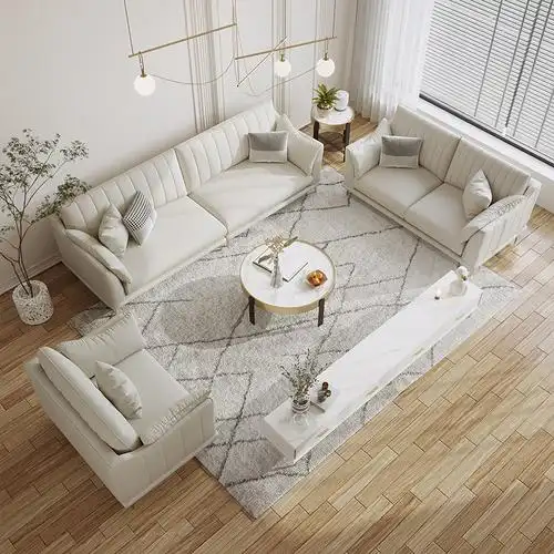 冬熊侘寂风北欧轻奢科技布皮沙发客厅小户型现代简约白色布艺沙发