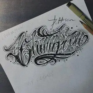 奇卡诺花体字,字体设计,纹身手稿,letter,天津