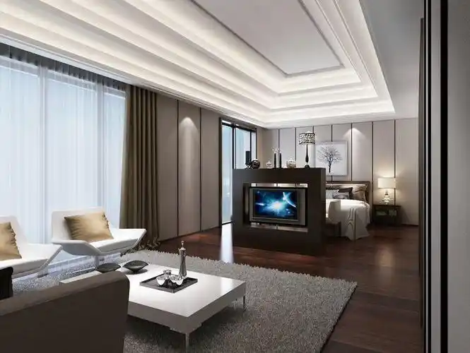 现代简约别墅卧室吊顶装修效果图欣赏#586304756_现代简约别墅卧室吊