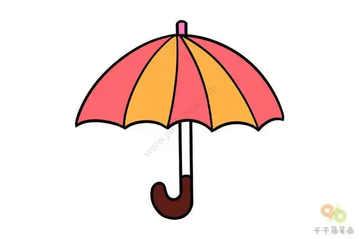 伞上春节简笔画彩色