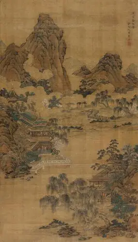 6123 汉宫春望图 立轴 设色绢本