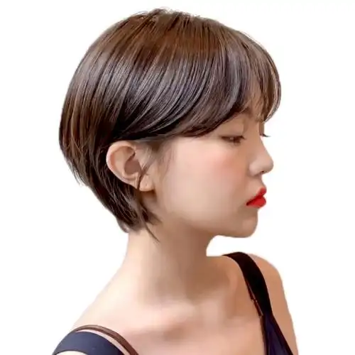 假发女挂耳短发波波头真人发丝自然韩式发型全头套圆脸造型假发套