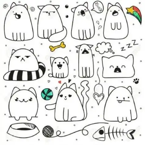 二次元人物简笔画手绘q版猫咪简笔画儿童简笔画 可爱卡通人物呆萌可爱