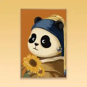 《q版熊猫》数字油画diy填充油彩手绘画画手工涂填色水彩装饰卡通