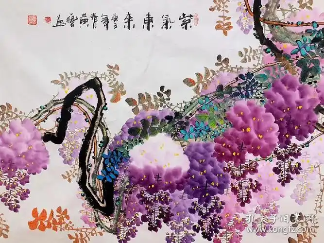 中国国画家协会会员黄艺老师小六尺尺紫气东来18070厘米作品编号fm107