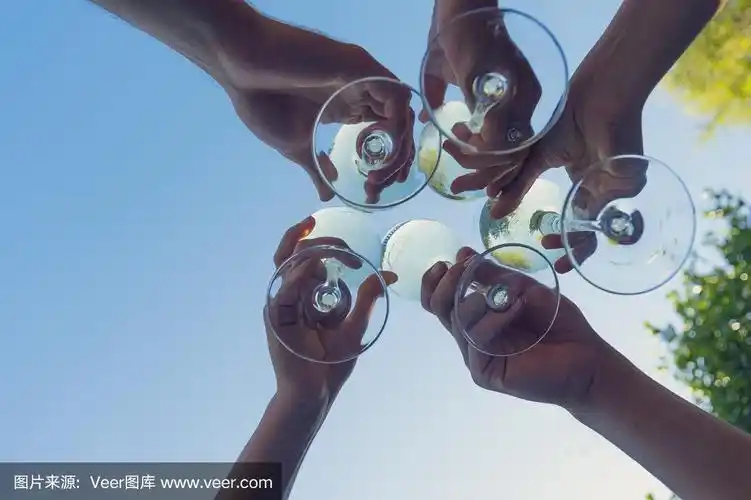 一群年轻人用酒杯敬酒.