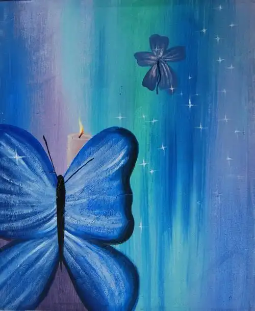 星空下的蝴蝶油画