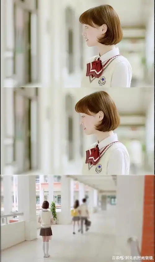 郑爽校服造型,白衬衫搭配校服,甜美的18岁的样子!春春又可爱