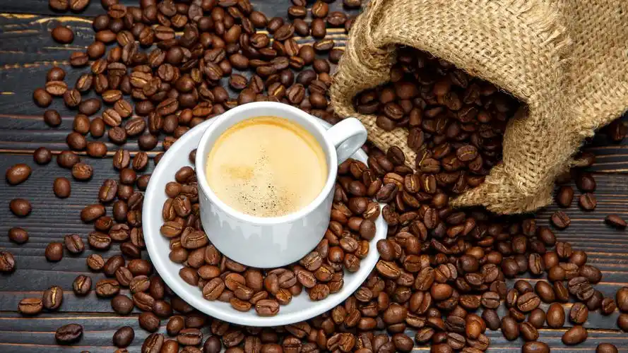 壁纸 白杯,咖啡,咖啡豆,袋