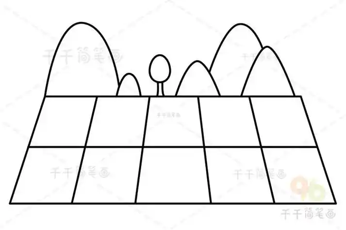 乡村风景简笔画-在线图片欣赏风景简笔画带背景集乡村田园风景简笔画