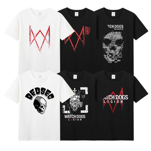 agitation纯棉圆领短袖游戏t恤男青少年学生打底衫看门狗watchdog