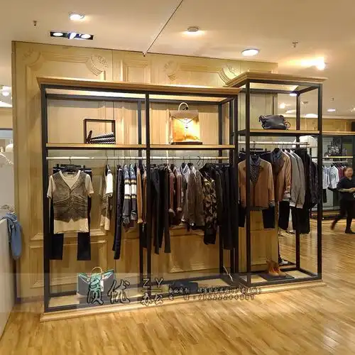 服装展示柜落地靠墙图片