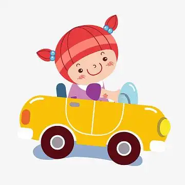 卡通开车的女孩设计矢量图