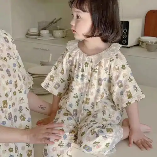 女童睡衣超萌可爱夏季薄款儿童家居服套装女孩空调小清新宝宝套装