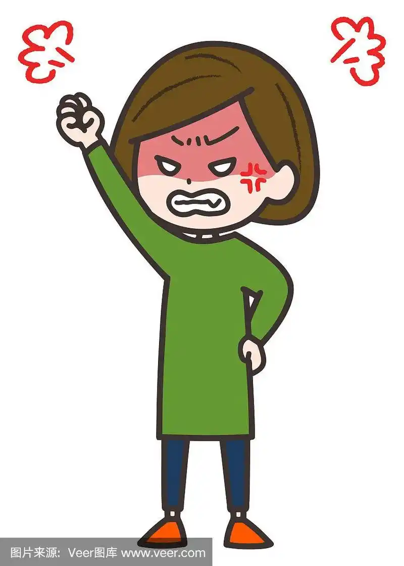 这是一个愤怒的女人的插图.矢量图像.