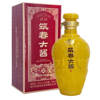 筑春 收藏酒 筑春 筑春大酱 黄龙瓶 筑春酒 53度 盒装 酱香型白酒 750