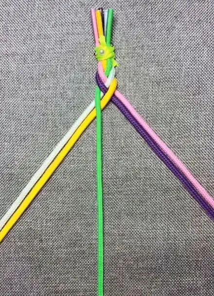 编绳教程 五彩五股辫