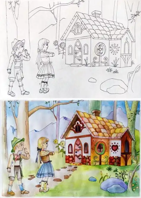 童话故事简笔画彩色