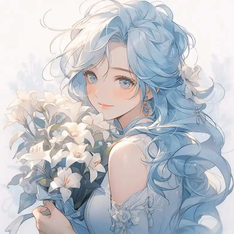 女生头像·清新蓝色温柔女子.#二次元 #动漫 #治愈系 #优 - 抖音