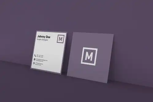 方形企业名片设计立面图样机模板squarebusinesscardwallmockup