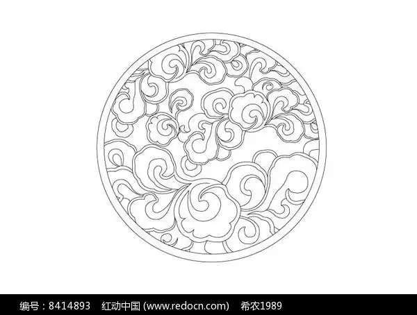 圆形祥云镂空雕刻纹样