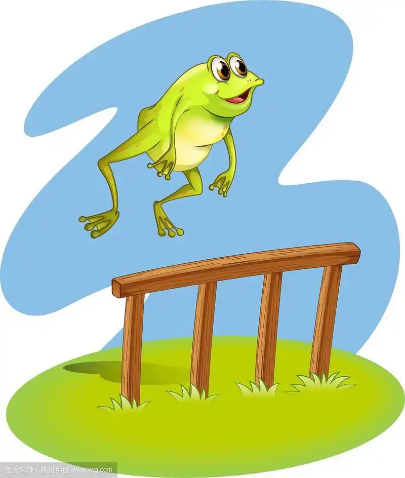 一只绿色的青蛙在跳跃