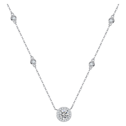 ni)达翡妮(dafeini)轻奢品牌璀璨星光莫桑钻石项链女时尚吊坠首饰 银