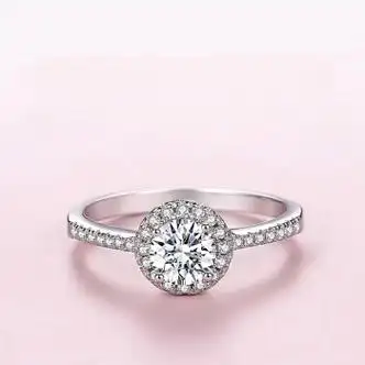 金美轩莫桑钻戒50分1克拉银情侣结婚求婚圆包戒指30分进口莫桑闭口624