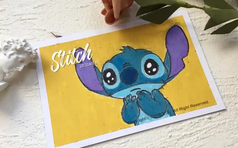 【油画棒】带色号 | 蓝蓝的史迪仔卡通头像._哔哩哔哩_bilibili