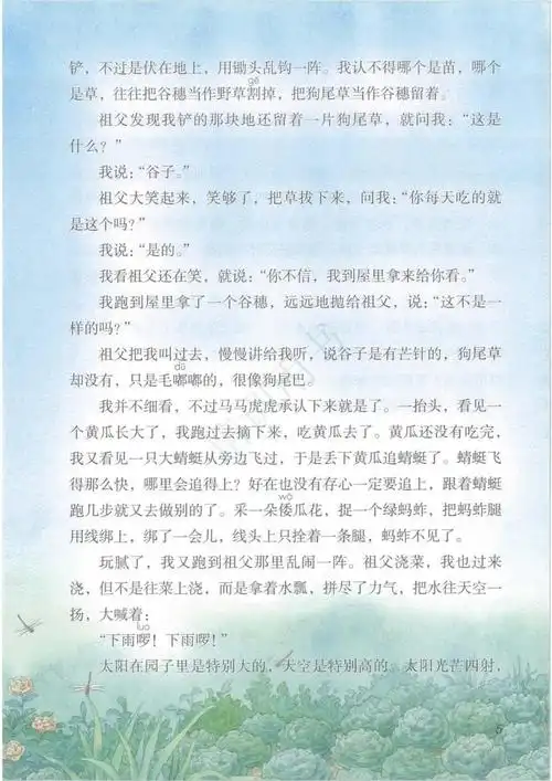 小学语文课本五年级下册——祖父的园子