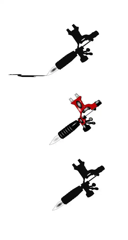 纹身机,旋转式纹身机设置与剪影