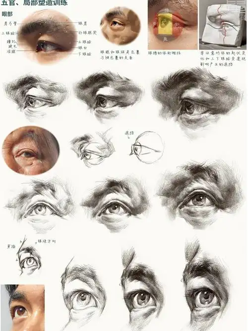 素描五官眼睛的画法1