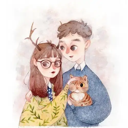 鹿角爱人_卡通情侣头像图片_扣扣居