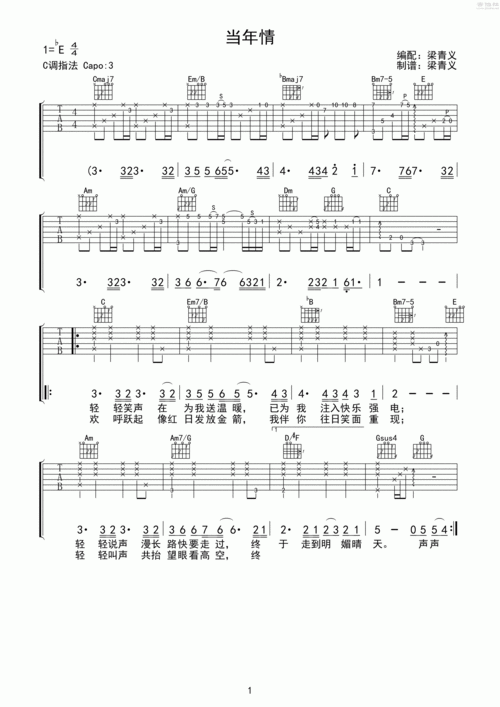 当年情吉他谱(图片谱,弹唱)_张国荣(leslie cheung)_1.gif