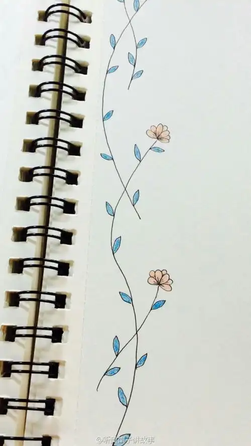 手账简笔画;花边;手绘彩铅.