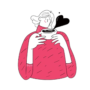 喝咖啡的女人扁平风卡通手绘