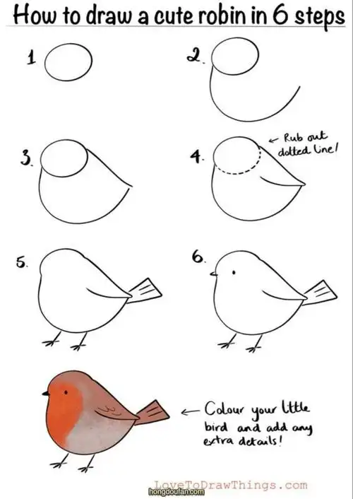 六步画一只可爱的小鸟小鸟简笔画大全