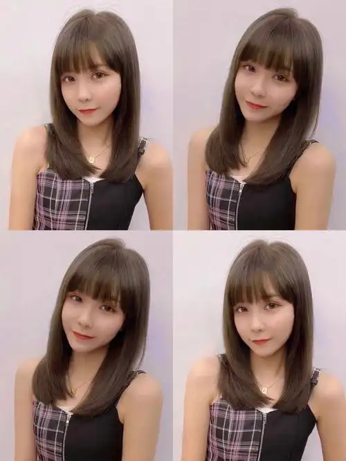 适合高额头圆脸女生的空气刘海锁骨发