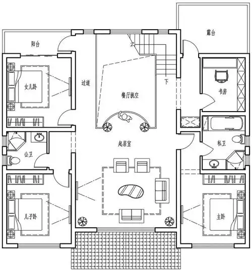 占地14x14二层带庭院自建别墅设计全套施工图 - 乡村住宅在线