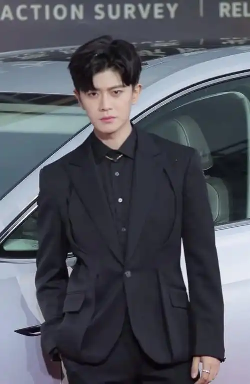 任嘉伦任嘉伦亮相华鼎奖红毯上谦和礼貌黑色西装yyds