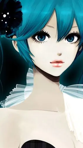 温柔可爱的蓝发动漫女孩 iphone 壁纸